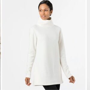 Dudley Stephens Cobble Hill Fleece Turtleneck Pullover White Medium